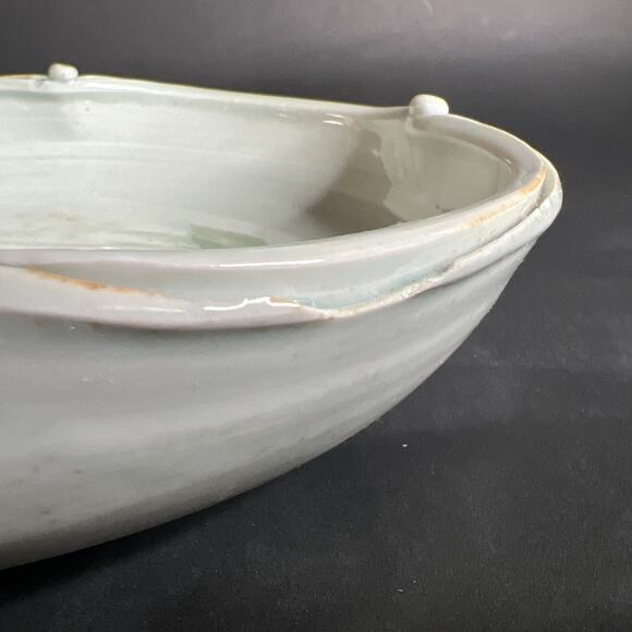 Handmade Bowl-Scalloped Edge-Watercolor-Japanes-Boho Ceramic Centerpiece – 10″ - Picture 10 of 13